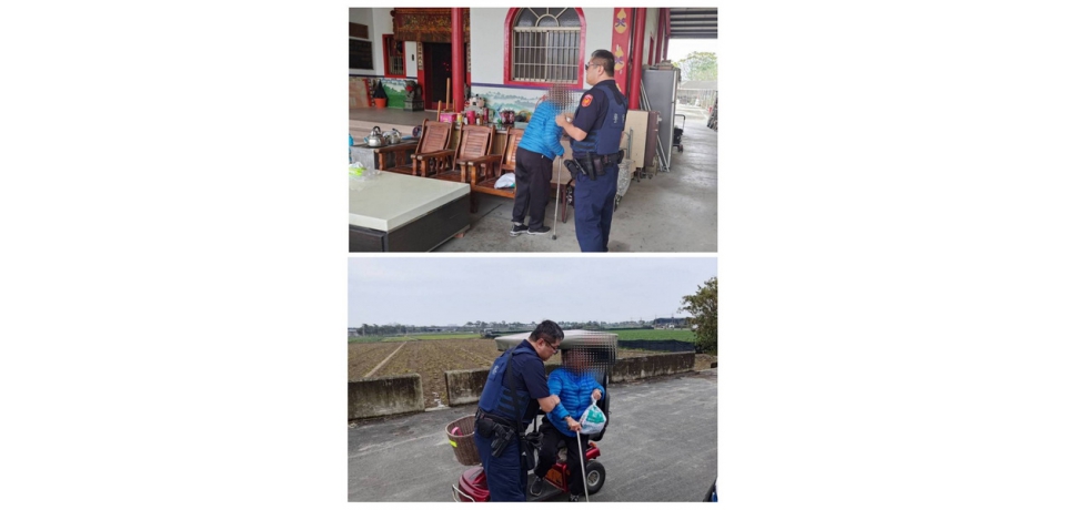 老婦身體不適停路中 雲林縣斗南派出護送返家(圖)