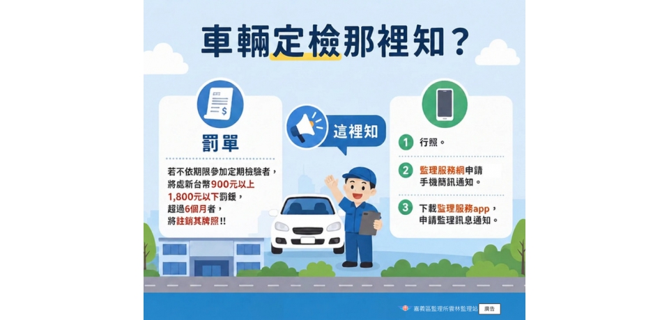 愛車定檢別輕忽！逾期最高罰1,800元　超過6個月恐遭註銷牌照(圖)
