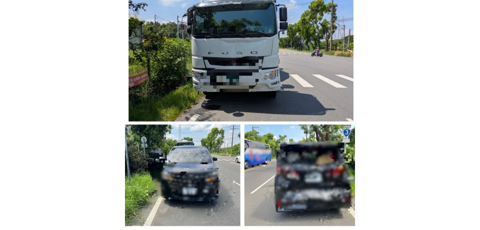 台三線與雲158乙線路口大貨車追撞停等紅燈轎車　幸無人傷亡(圖)